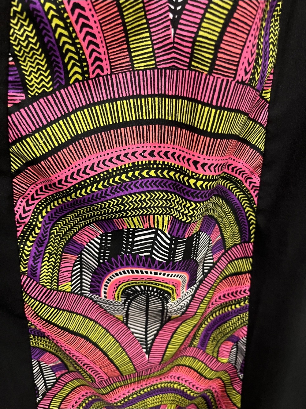Rip Curl Black High-Low Slip Dress with Pink & Green Geometric Panel - Picture 5 of 9